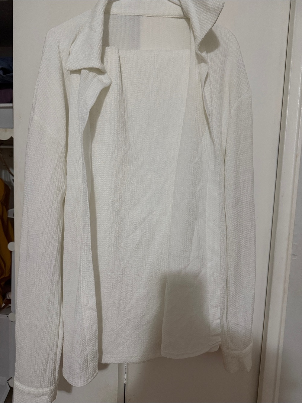 SHEIN White Lightweight button down Textured 2 piece set